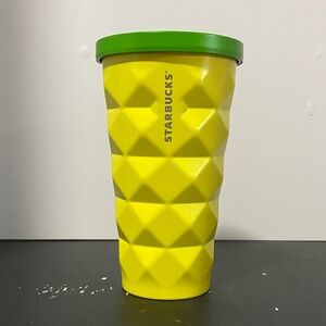 Starbucks Geometric Yellow Tumbler with Green Top